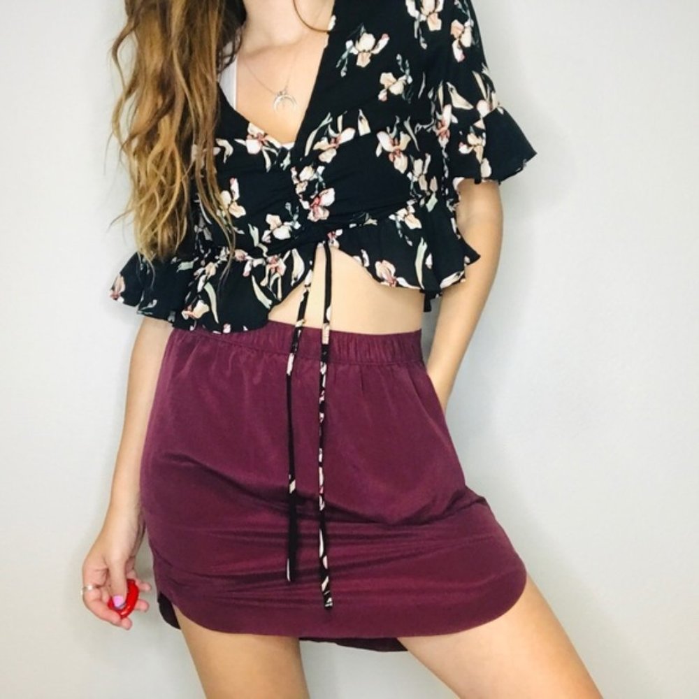 NWT Madewell maroon pocket mini skirt - Picture 2 of 8
